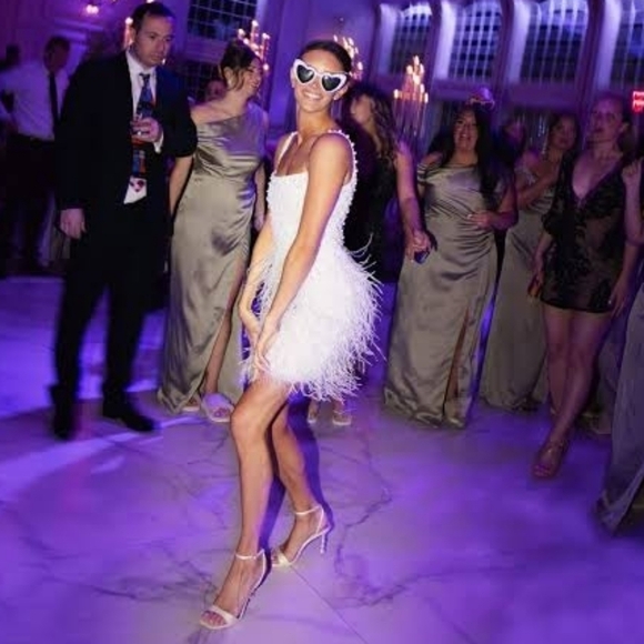 NWT Nadine Merabi Carrie Ivory White Beaded Feather Cocktail Dress Size 2/XS - Picture 15 of 16